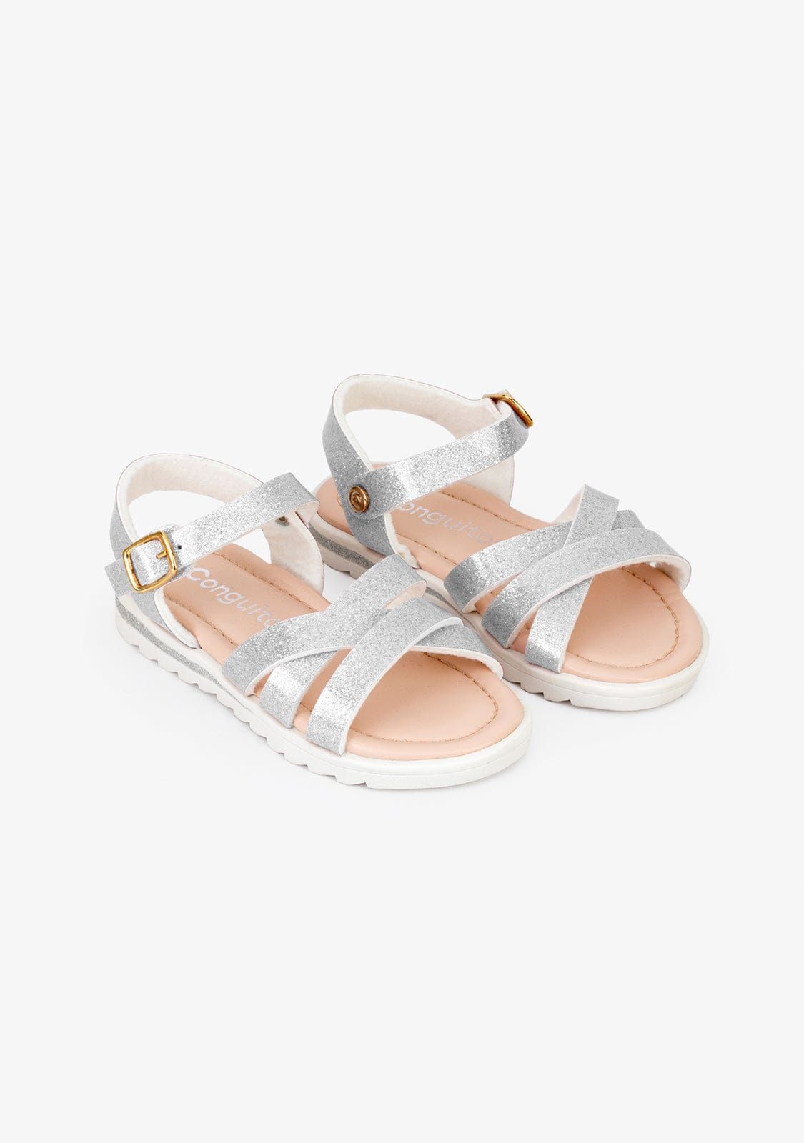 CONGUITOS Shoes Girl's Silver Glitter Sandals