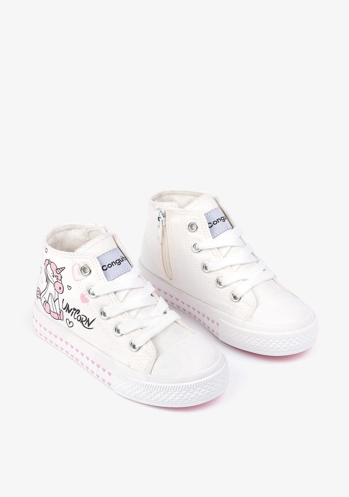 CONGUITOS Shoes Girl's Unicorn Print Hi-Top Sneakers
