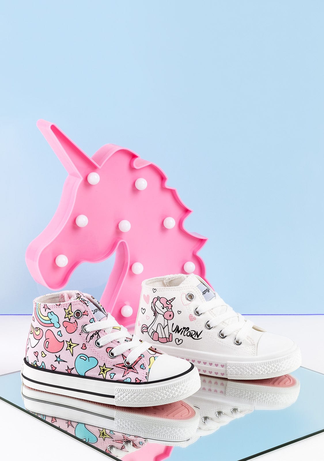CONGUITOS Shoes Girl's Unicorn Print Hi-Top Sneakers