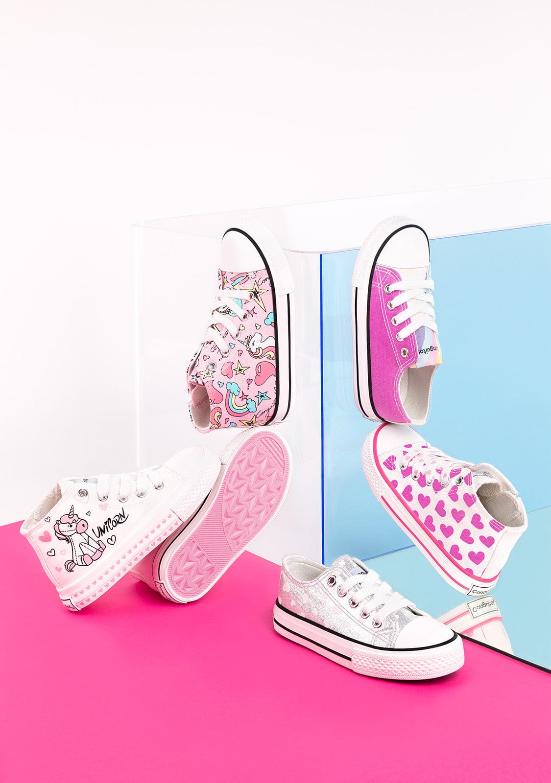 CONGUITOS Shoes Girl's Unicorn Print Hi-Top Sneakers