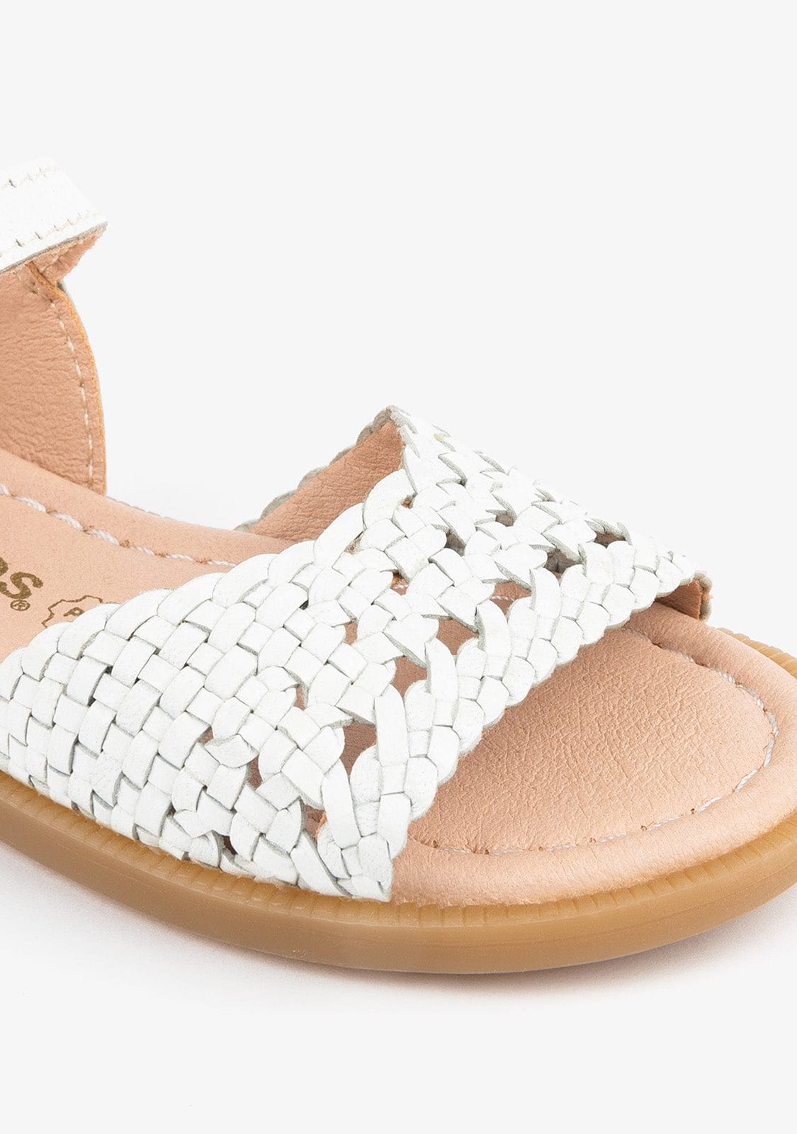 CONGUITOS Shoes Girl's White Braided Sandals Leather