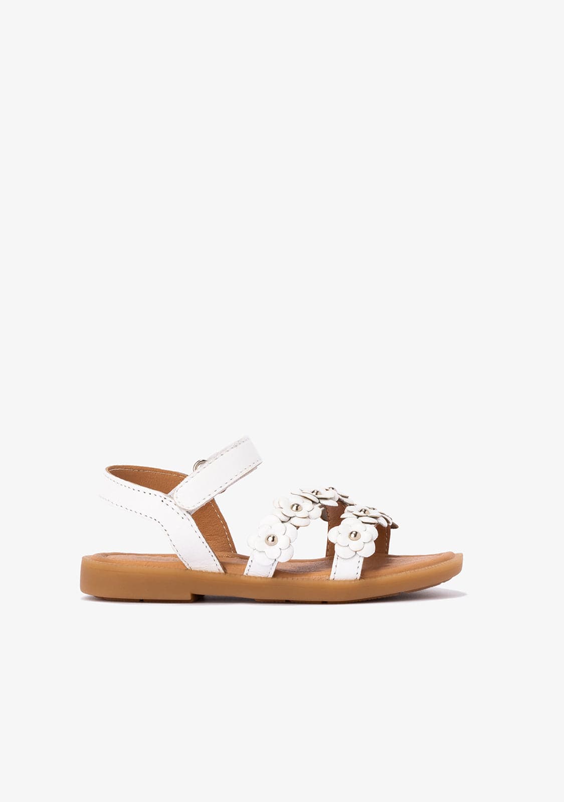 CONGUITOS Shoes Girl's White Flowers Sandals Napa