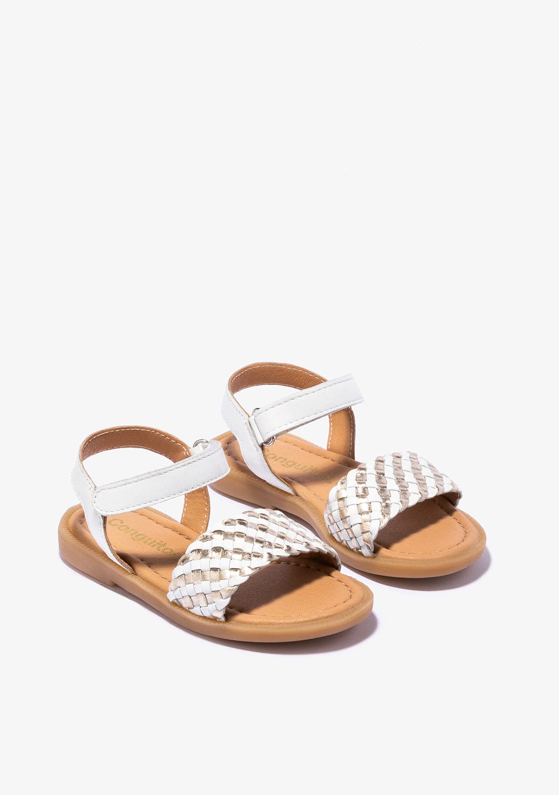 CONGUITOS Shoes Girl's White Gold Sandals Napa