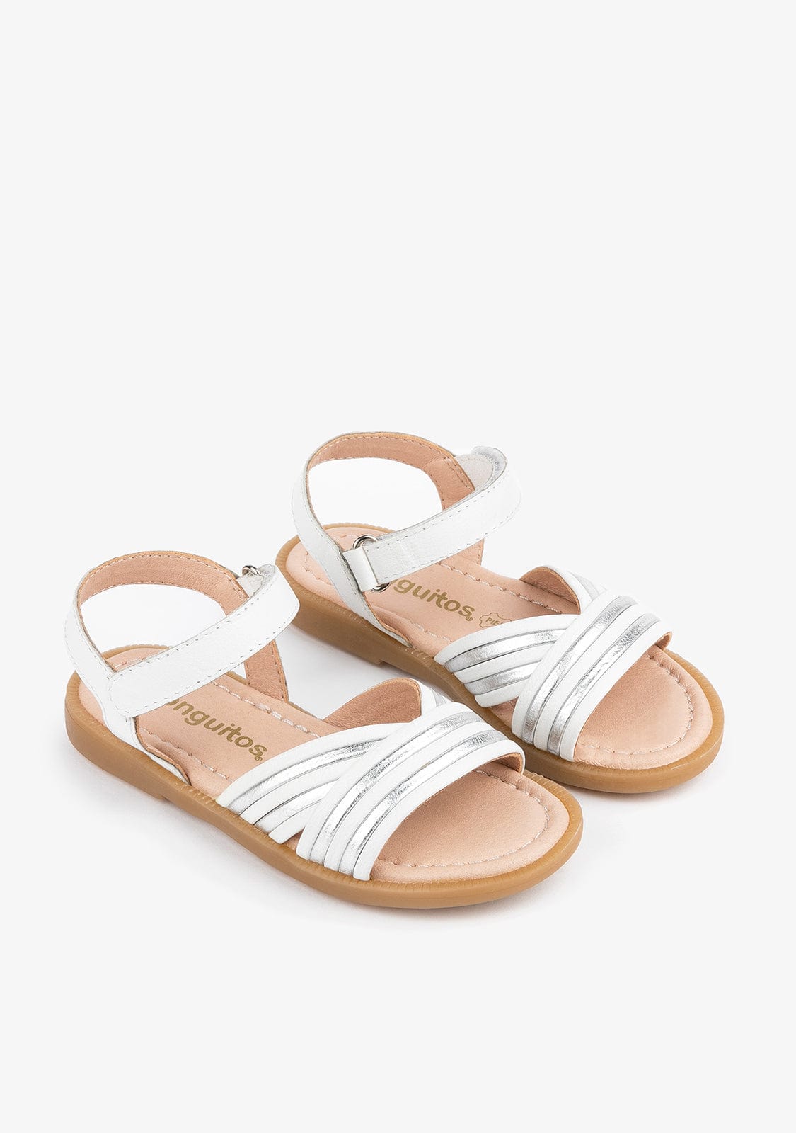 CONGUITOS Shoes Girl's White Straps Leather Sandals