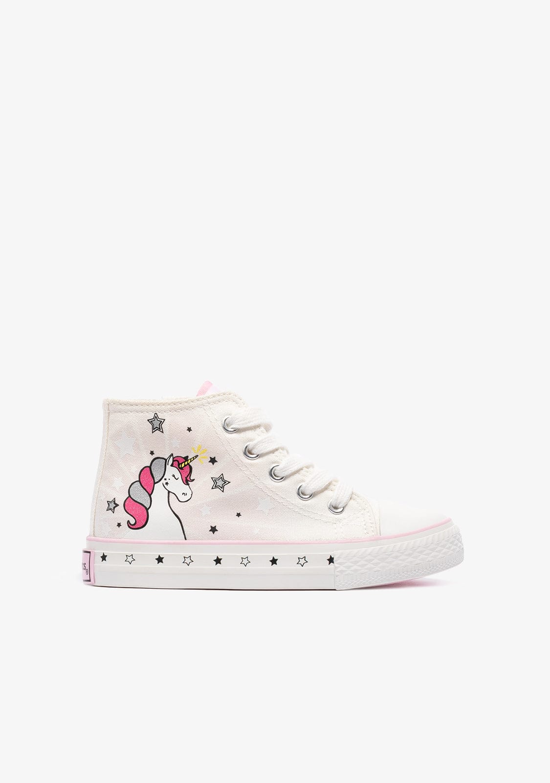 CONGUITOS Shoes Girl's White Unicorn Solar Hi-Top Sneakers Canvas