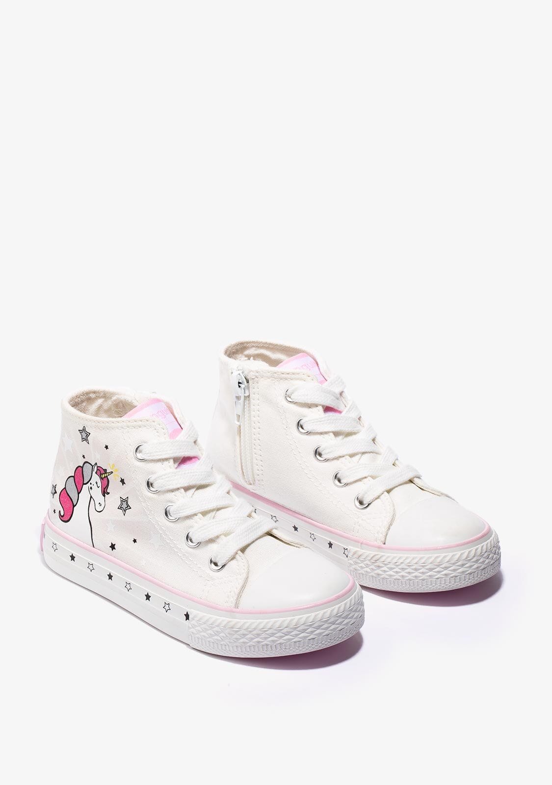 CONGUITOS Shoes Girl's White Unicorn Solar Hi-Top Sneakers Canvas