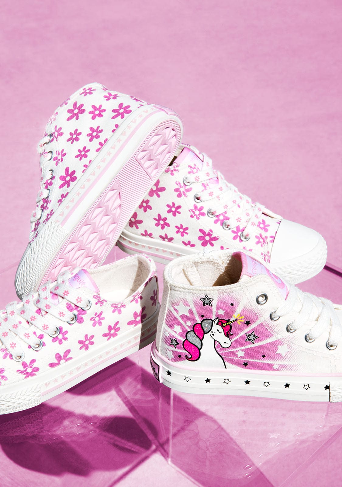 CONGUITOS Shoes Girl's White Unicorn Solar Hi-Top Sneakers Canvas