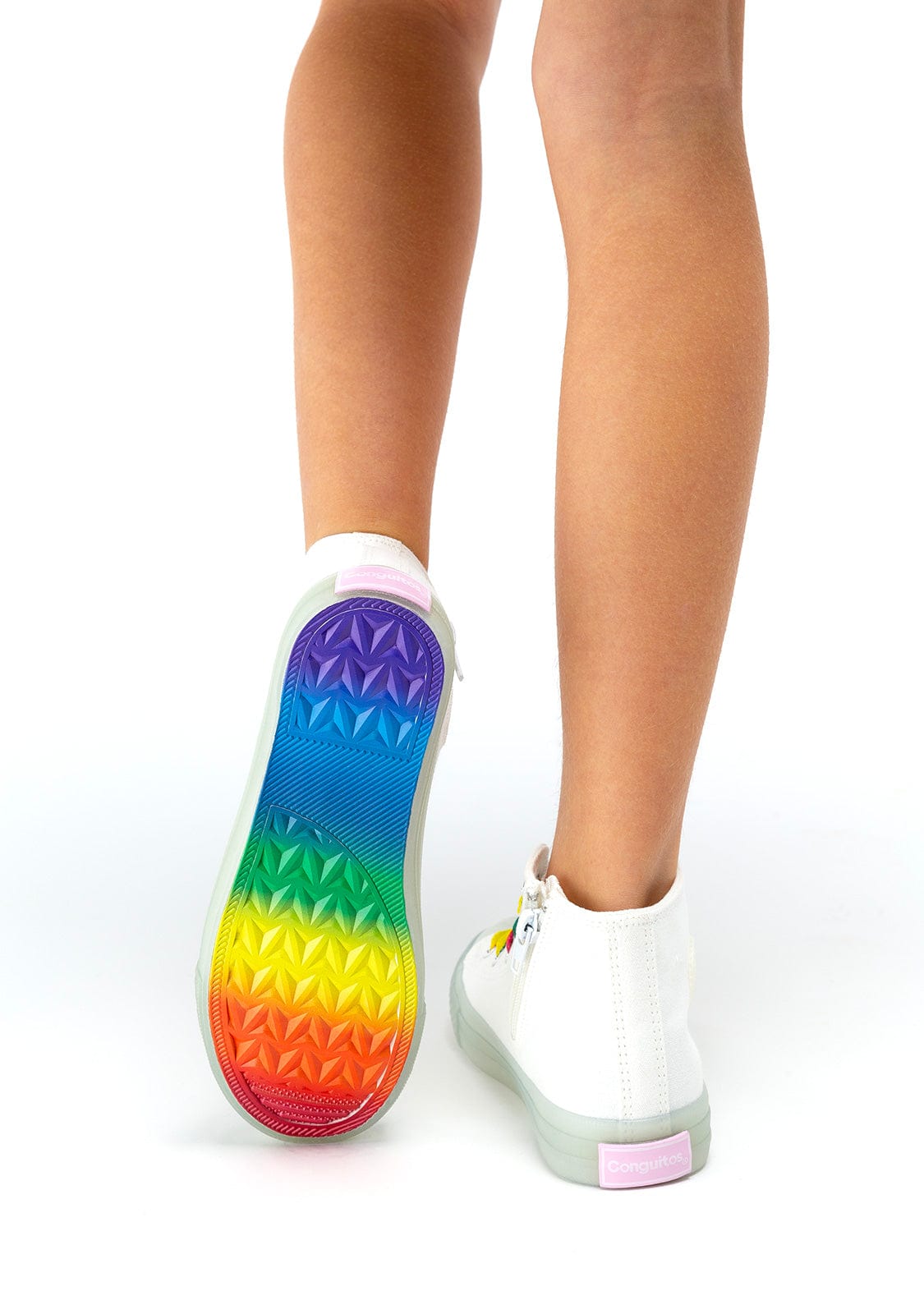 CONGUITOS Shoes Unisex White Cord With Lights Hi-Top Sneakers Canvas