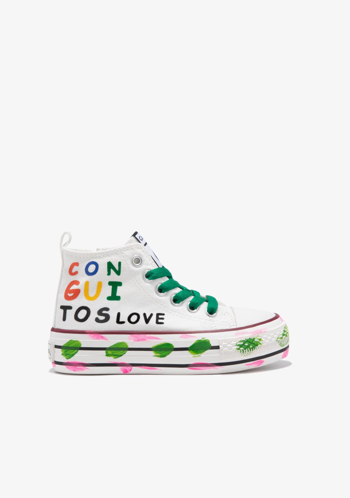 CONGUITOS Shoes White Canvas Painting High Top Sneakers