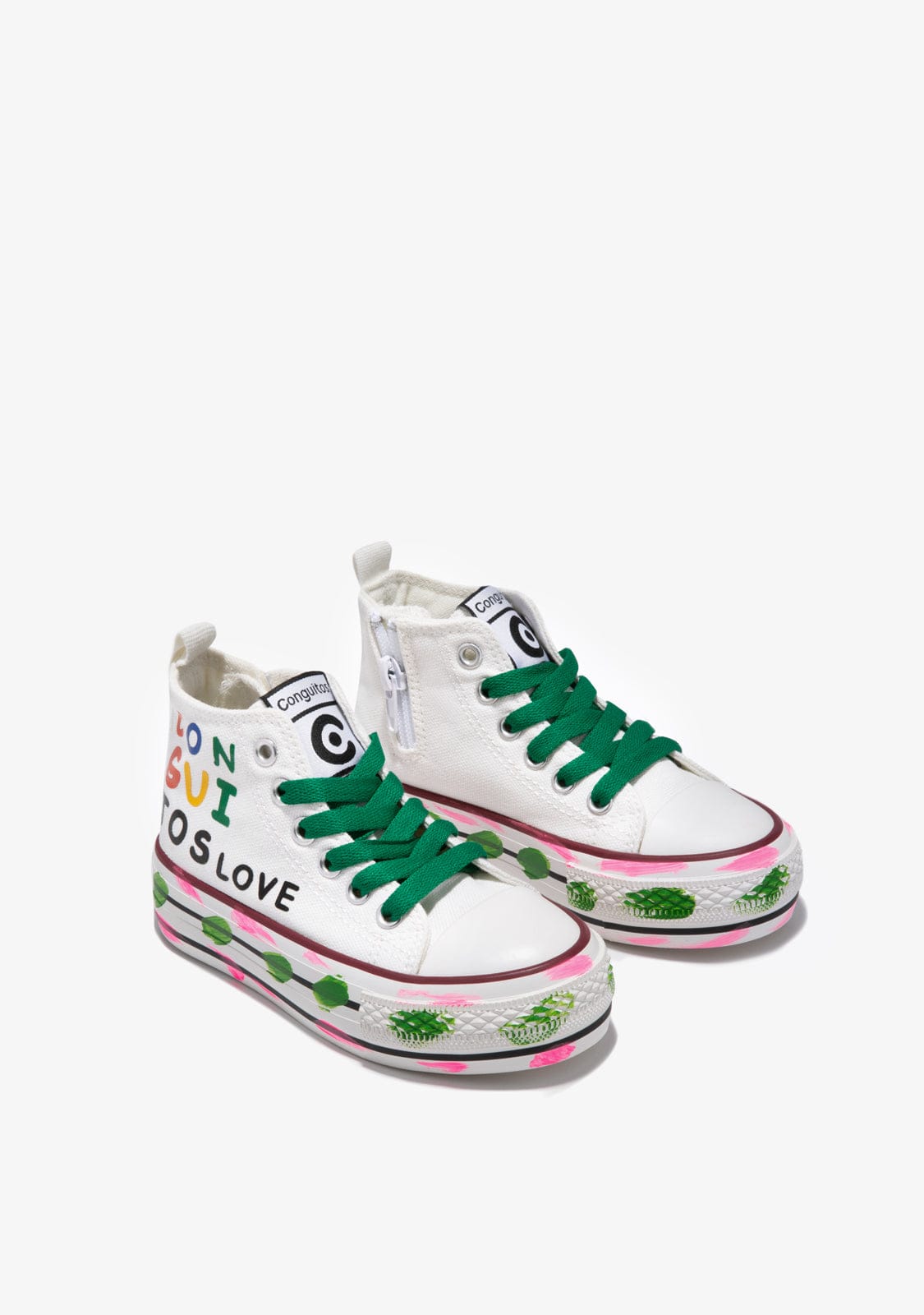 CONGUITOS Shoes White Canvas Painting High Top Sneakers