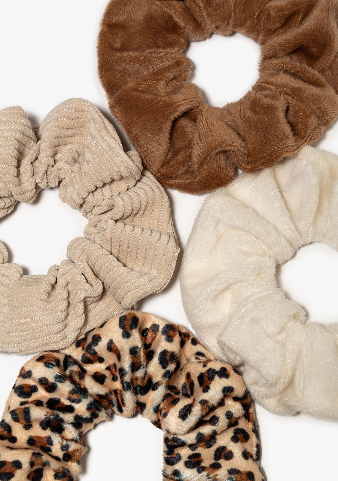 CONGUITOS TEXTIL Accessories Taupe Fur Set Scrunchies
