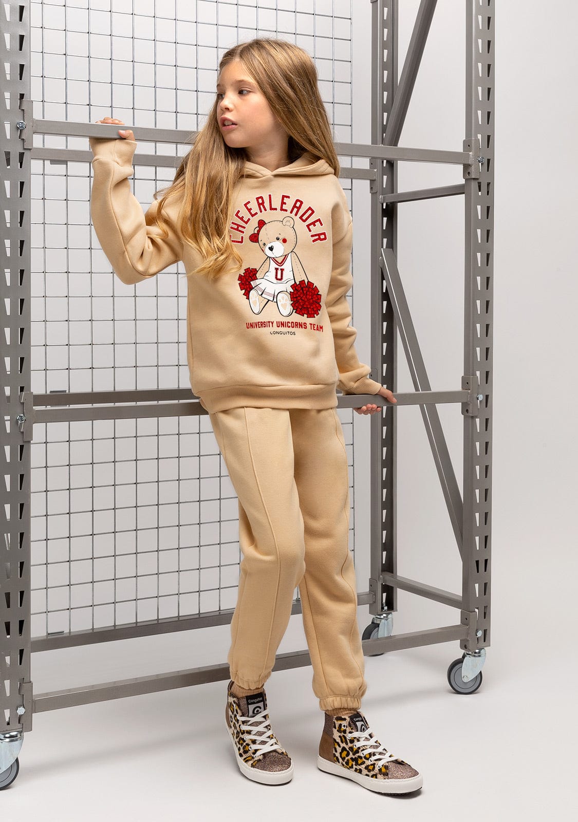 CONGUITOS TEXTIL Clothing Girl's Beige Teddy Hoodie