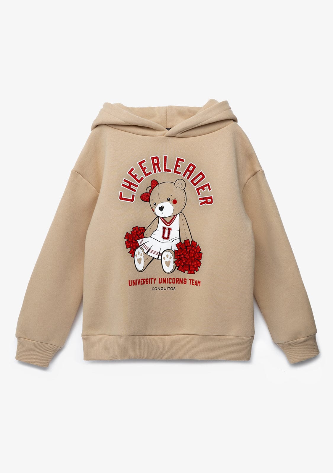 CONGUITOS TEXTIL Clothing Girl's Beige Teddy Hoodie