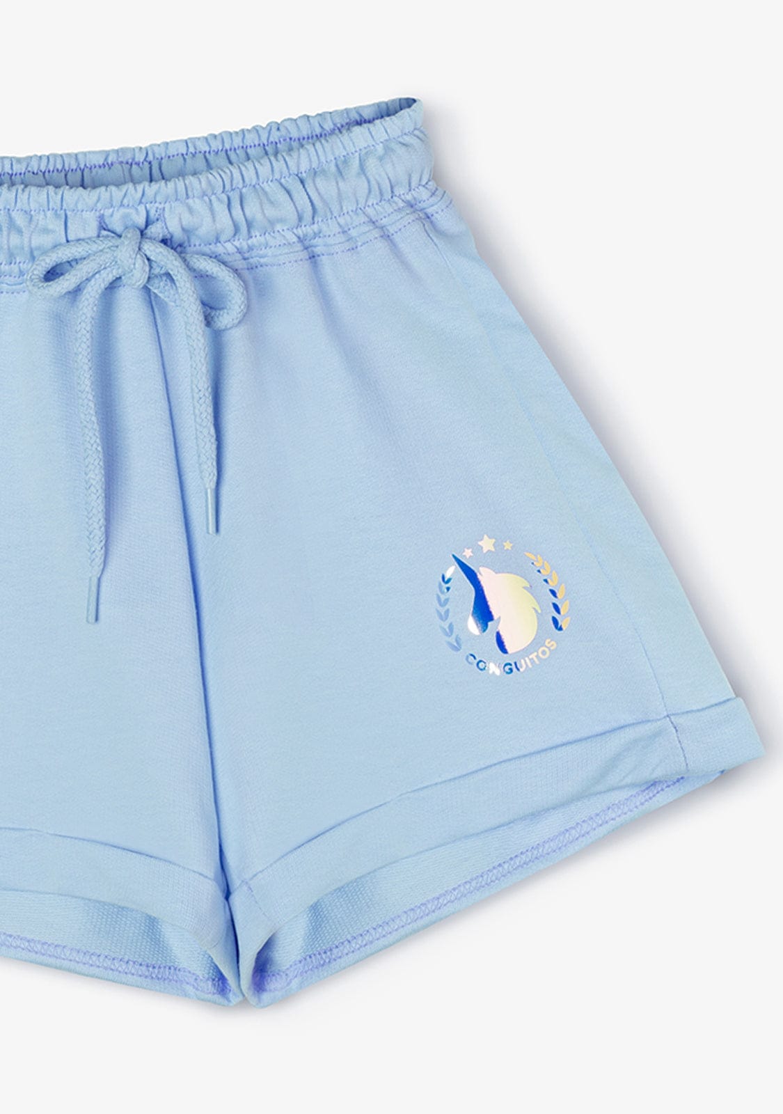 CONGUITOS TEXTIL Clothing Girl's Bluish Unicorn Plush Plain Running Shorts