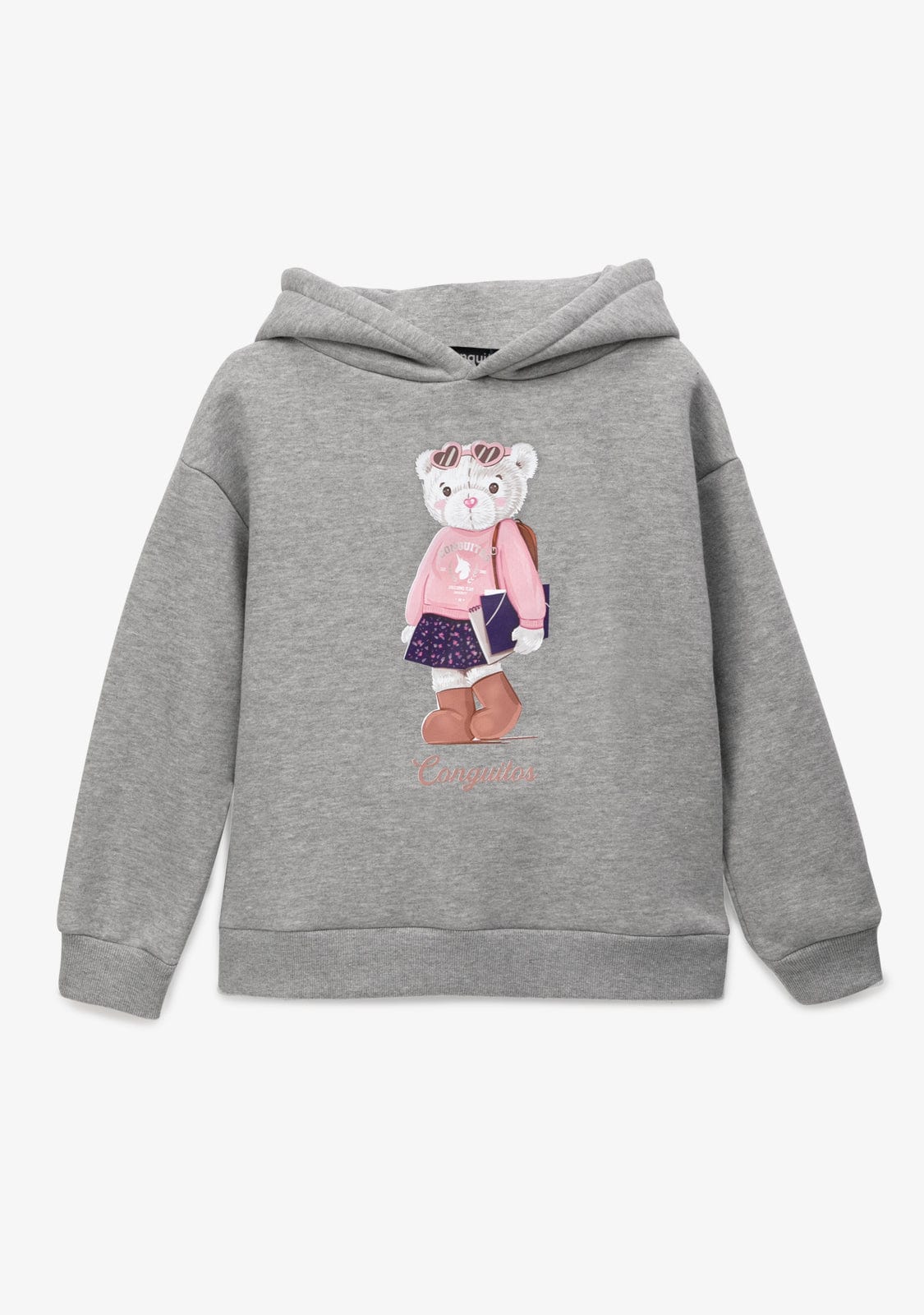 CONGUITOS TEXTIL Clothing Girl's Grey Teddy Conguitos Hoodie