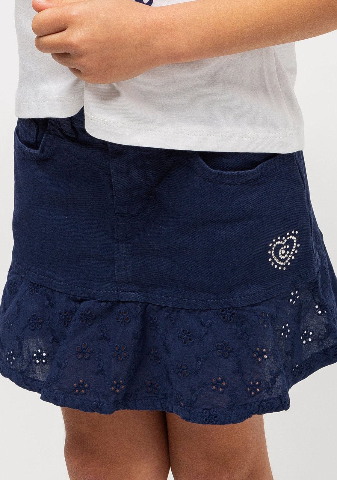 CONGUITOS TEXTIL Clothing Girl's Navy Ruffled Flared Skirt