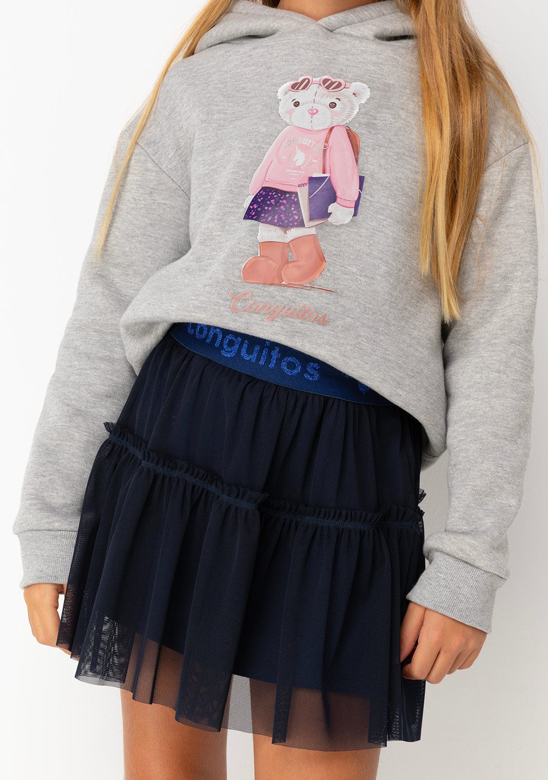 CONGUITOS TEXTIL Clothing Girl's Navy Tulle Conguitos Skirt