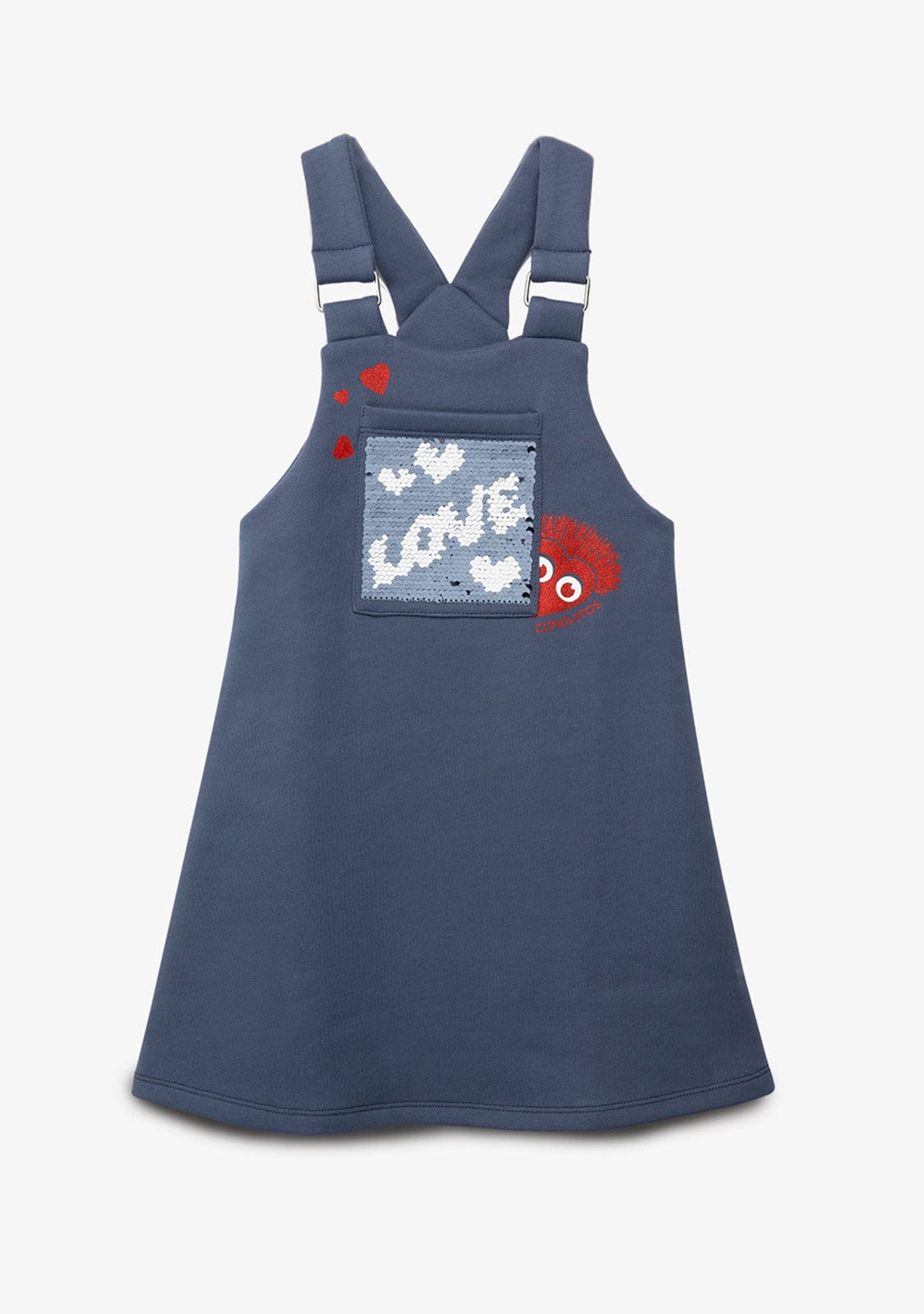 CONGUITOS TEXTIL Clothing Girl's Pinafore Dress Grey Love Sequins