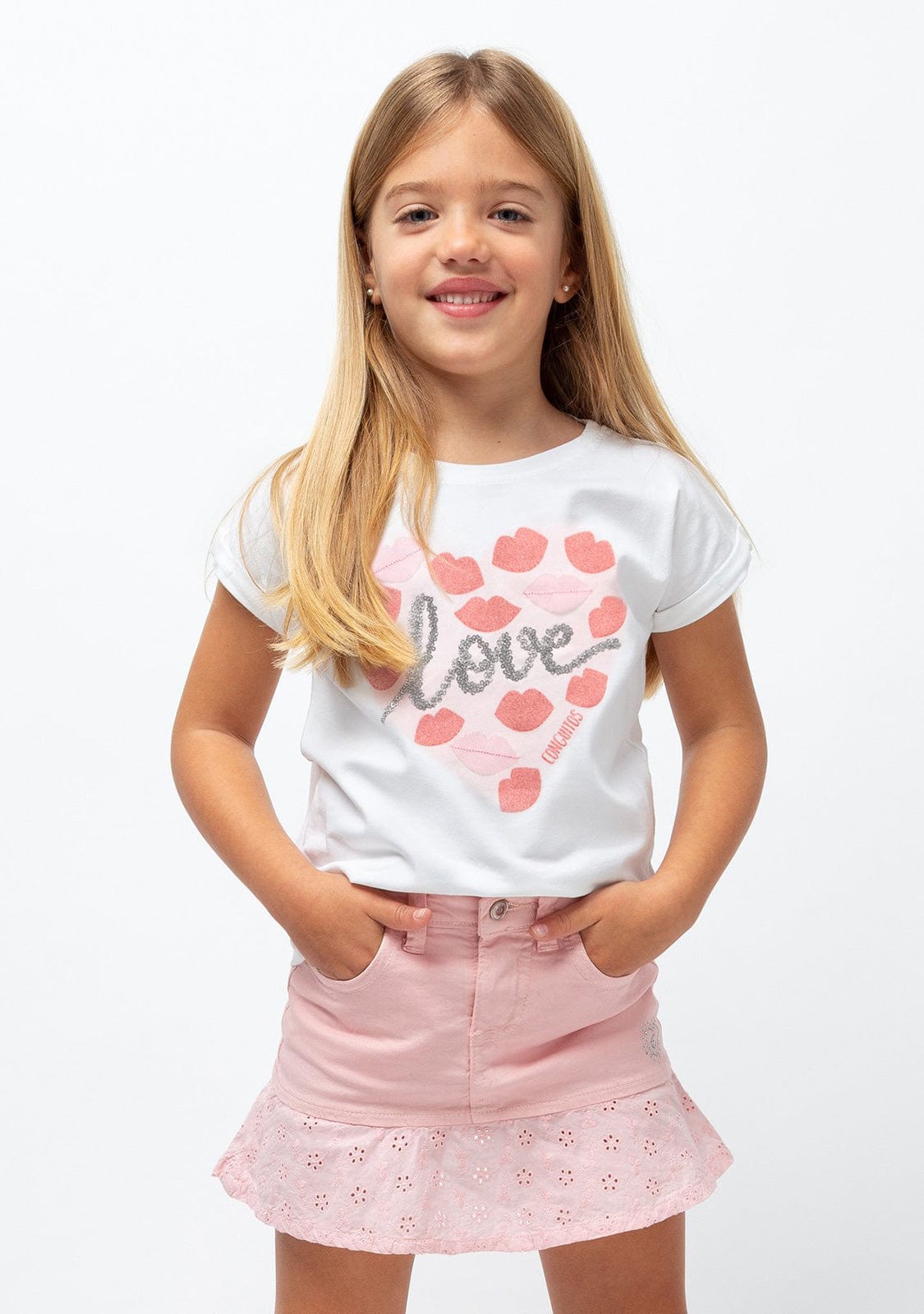 CONGUITOS TEXTIL Clothing Girl's Pink Ruffled Flared Skirt