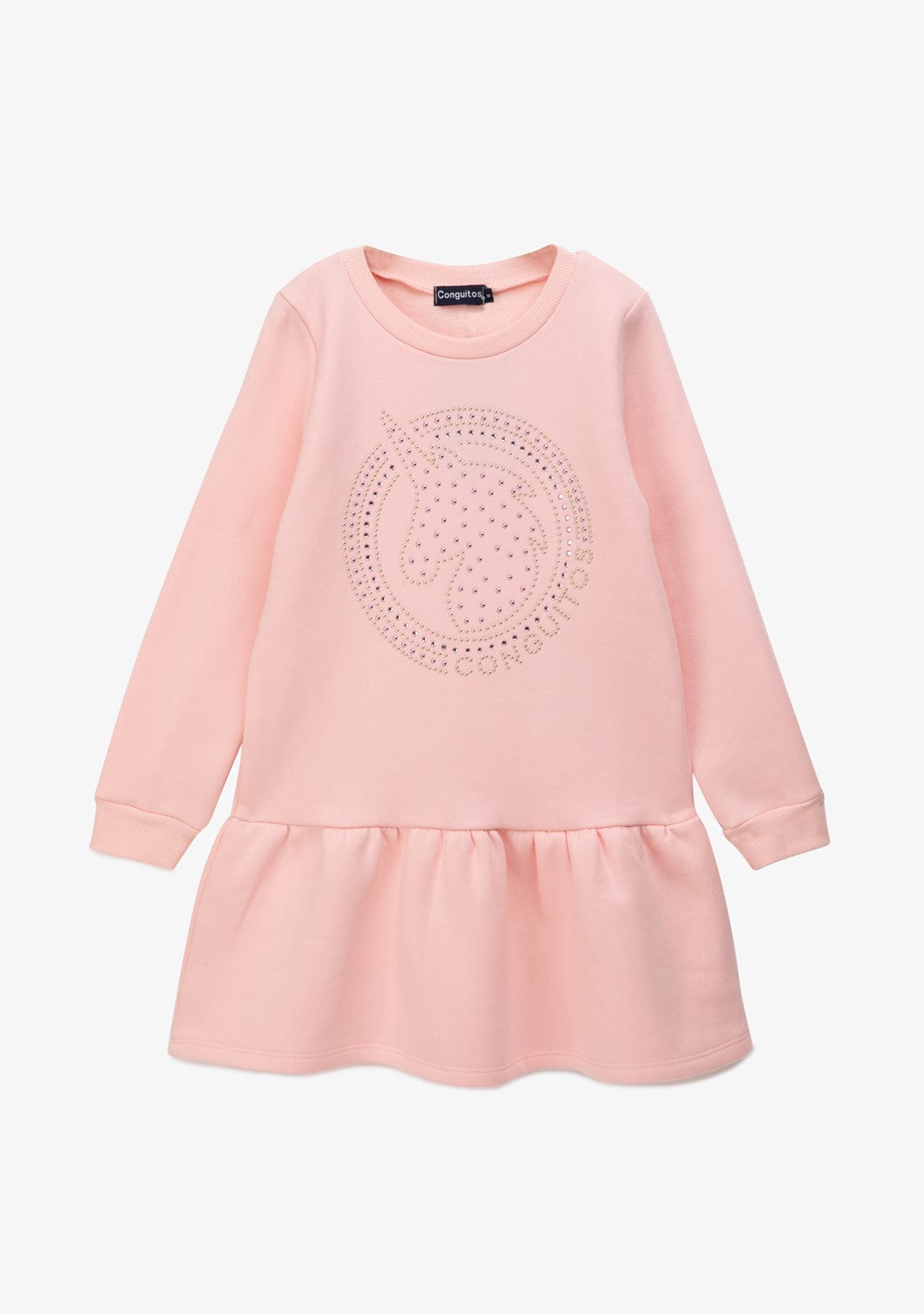 CONGUITOS TEXTIL Clothing Girl's Pink Strass Unicorn Sweathirt Dress