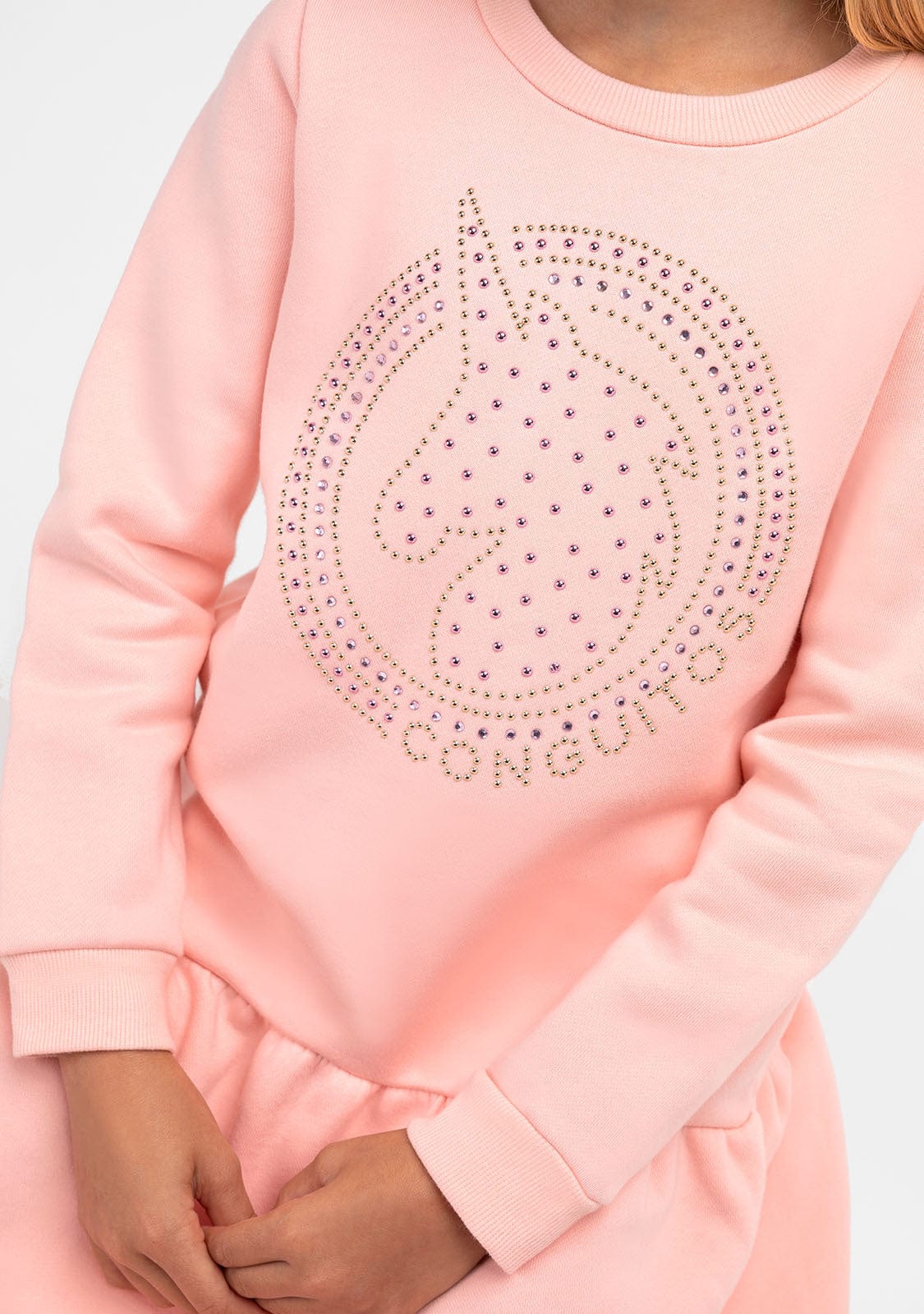CONGUITOS TEXTIL Clothing Girl's Pink Strass Unicorn Sweathirt Dress