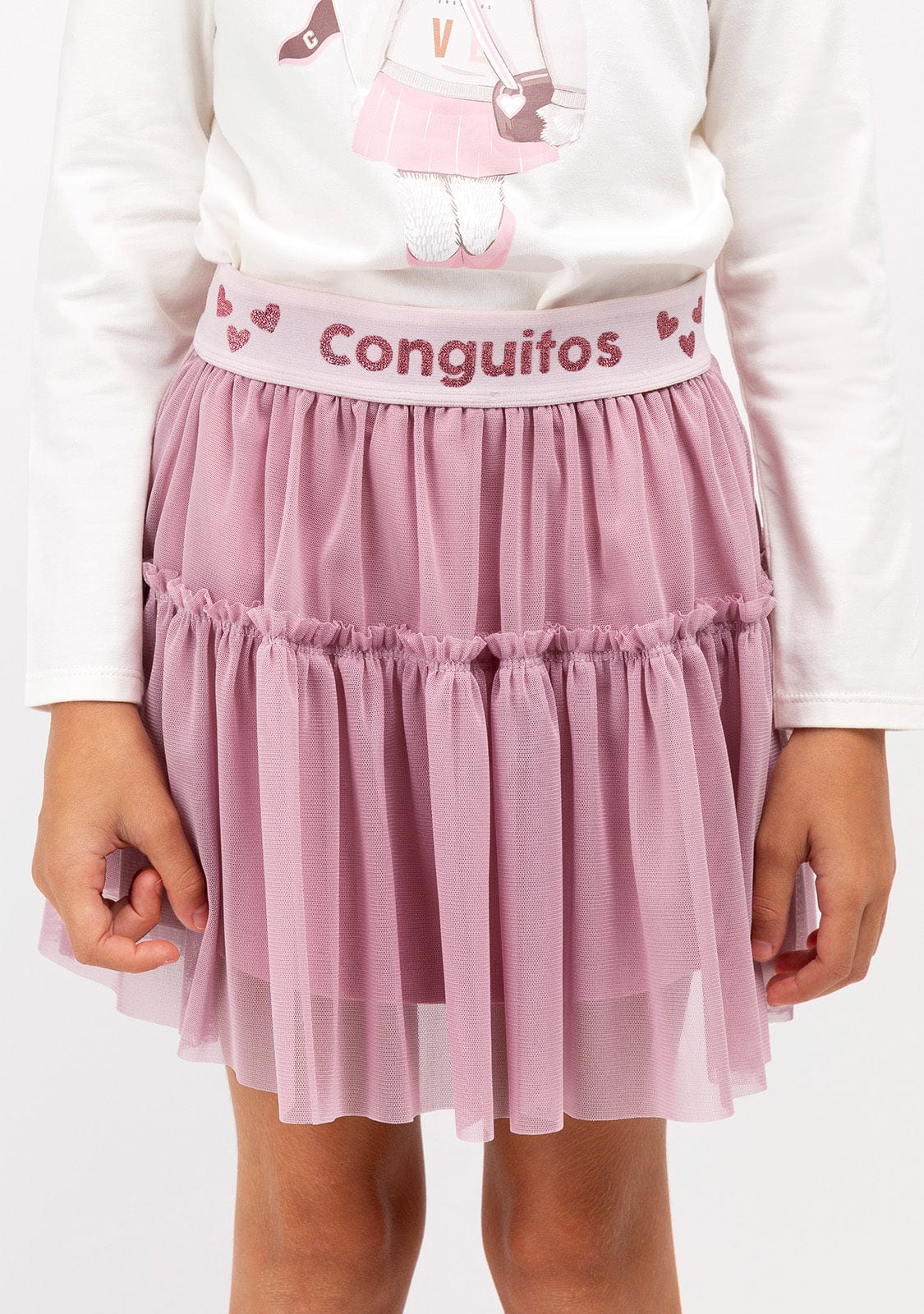 CONGUITOS TEXTIL Clothing Girl's Pink Tulle Conguitos Skirt