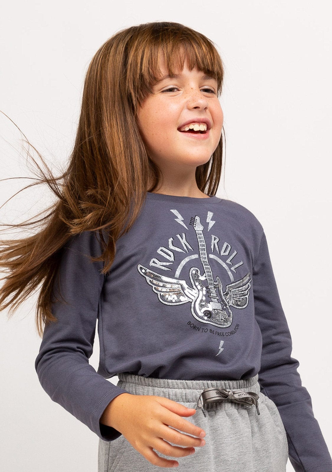 CONGUITOS TEXTIL Clothing Girl's Rock Grey Shirt