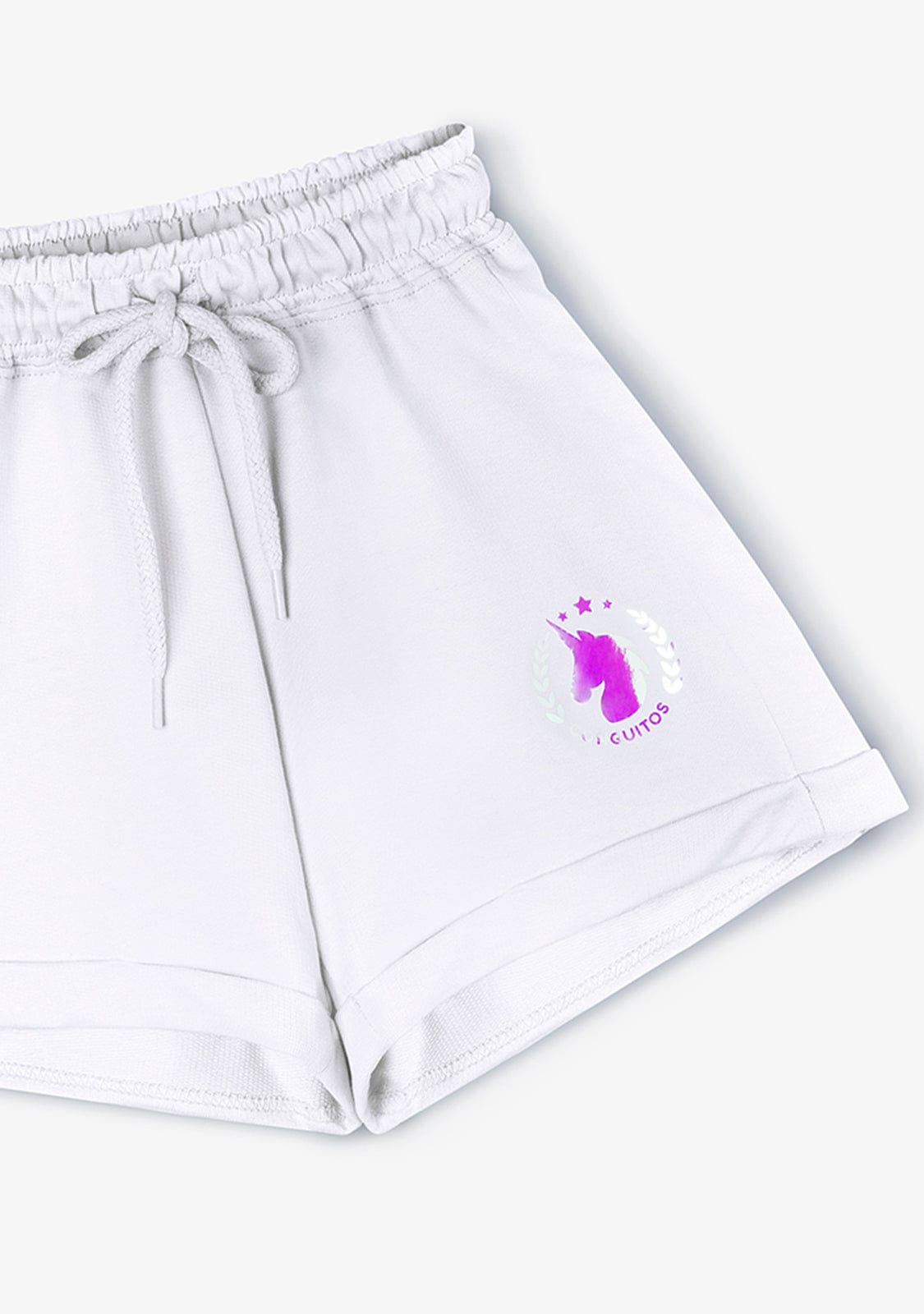 CONGUITOS TEXTIL Clothing Girl's White Unicorn Plush Plain Running Shorts