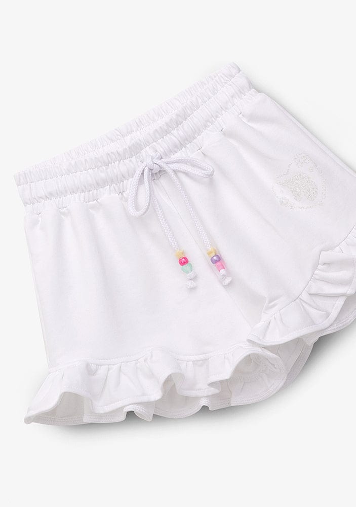 CONGUITOS TEXTIL Clothing Girl´s White Unicorn Plush Running Shorts