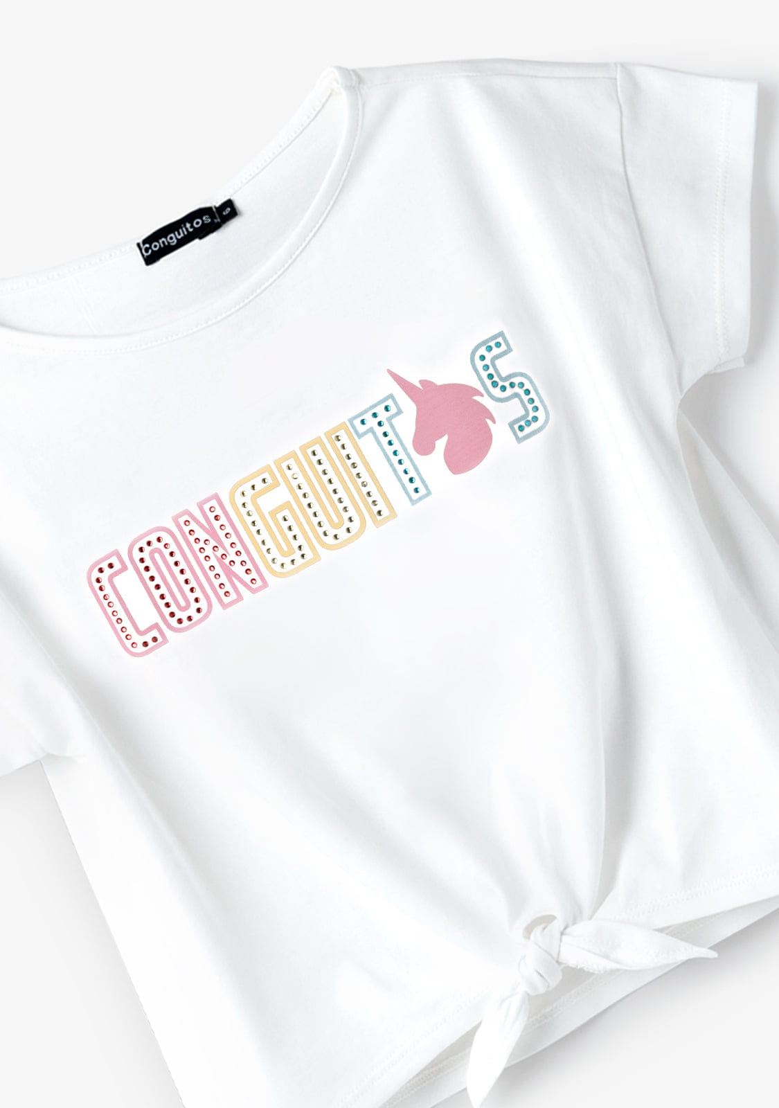 CONGUITOS TEXTIL MANGA CORTA Unicorn Strass White T-Shirt