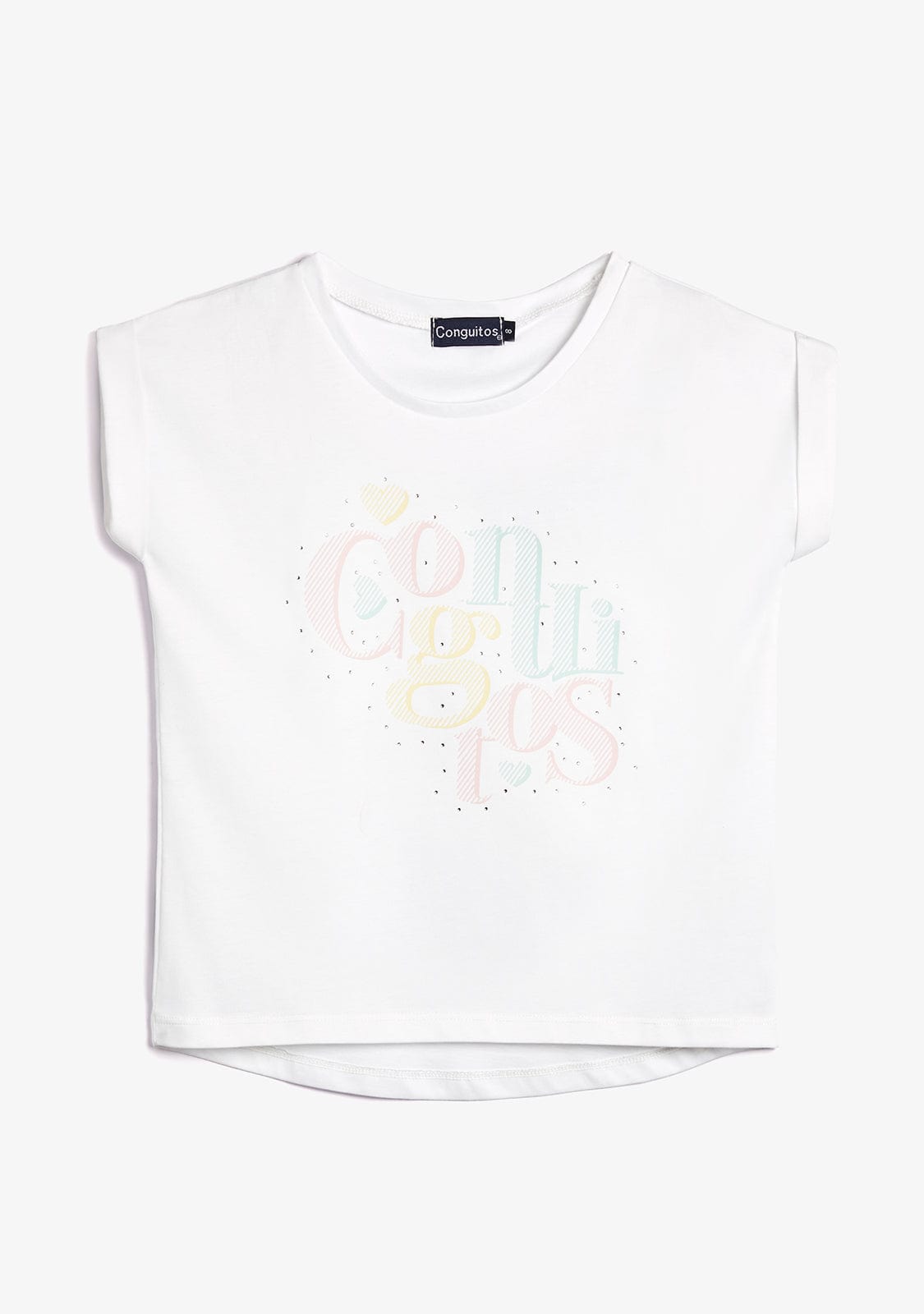 CONGUITOS TEXTIL ROPA / CAMISETAS / MANGA CORTA White Strass T-Shirt