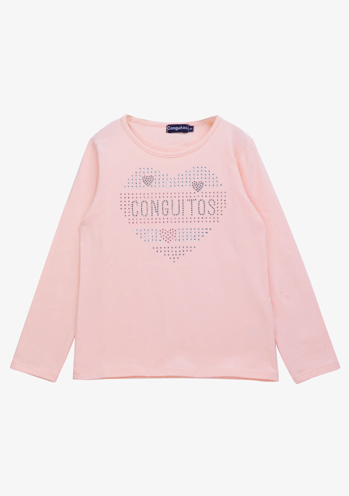 CONGUITOS TEXTIL ROPA / CAMISETAS / MANGA LARGA Girl's Pink Heart Strass T-Shirt