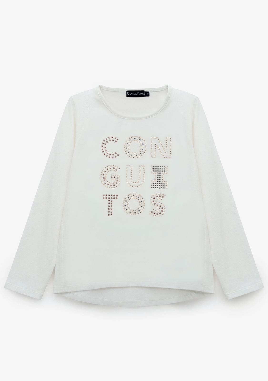 CONGUITOS TEXTIL ROPA / CAMISETAS / MANGA LARGA Girl's White Conguitos Strass T-Shirt