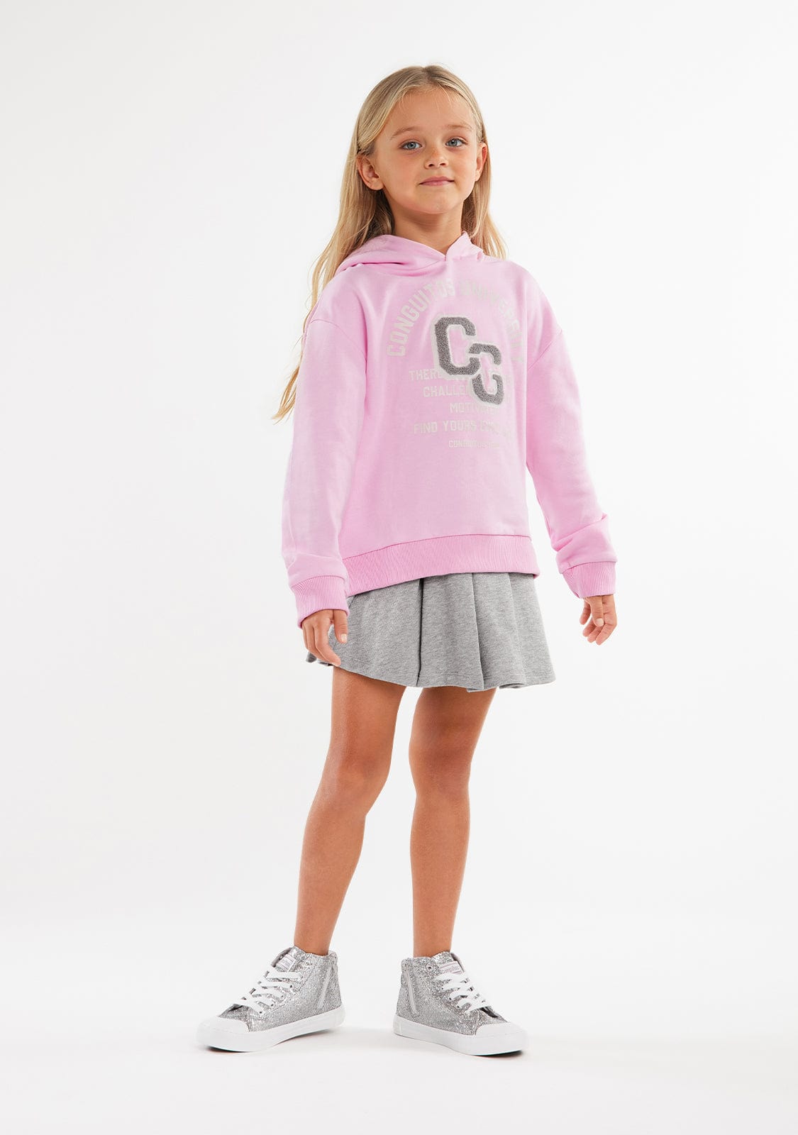 ☆む　Mary logo fleece skirt Gray ANDMARY】Mary logo fleece skirt