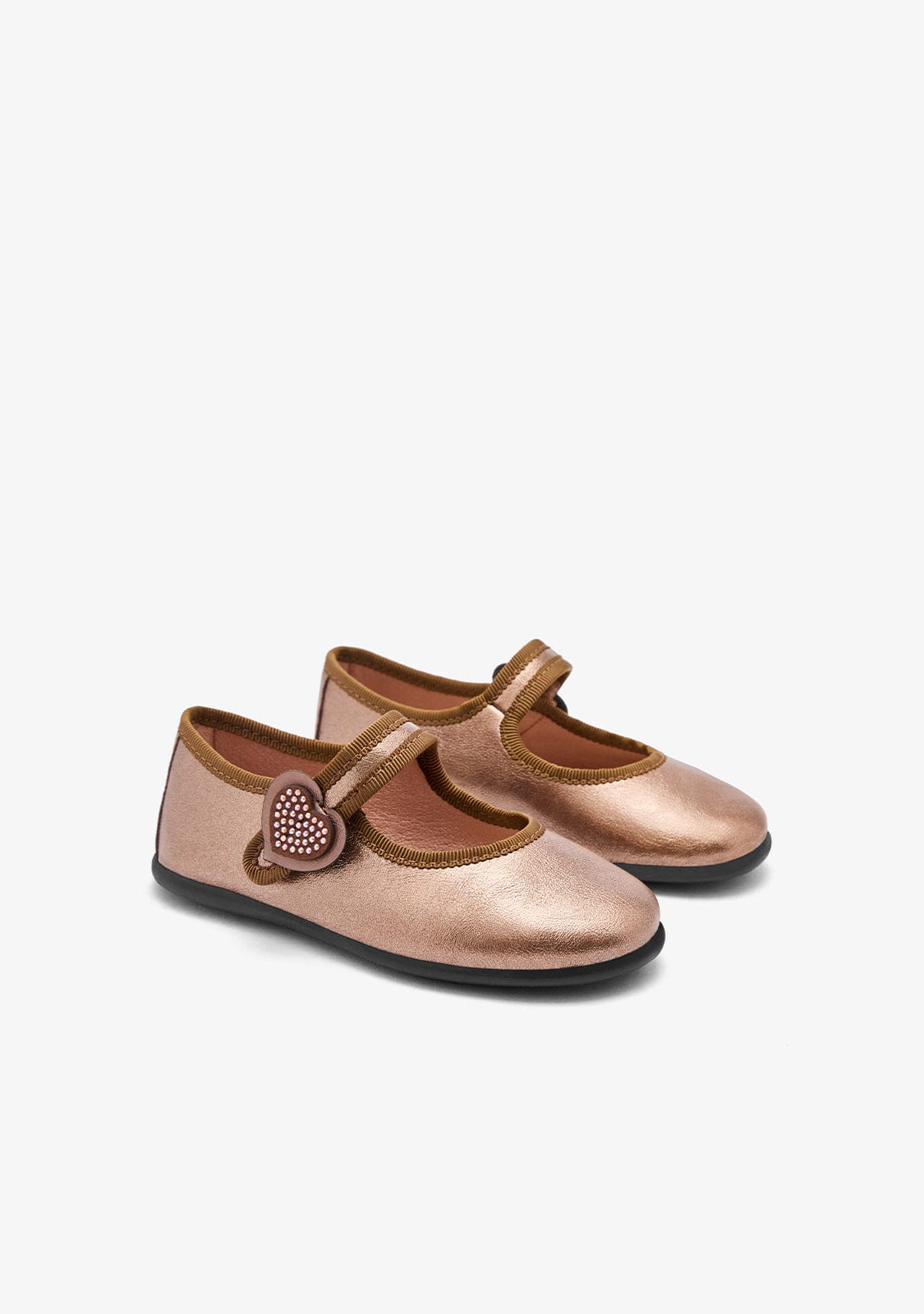 CONGUITOS ZAPATOS / BAILARINAS Bronze Strass Heart Mary Janes