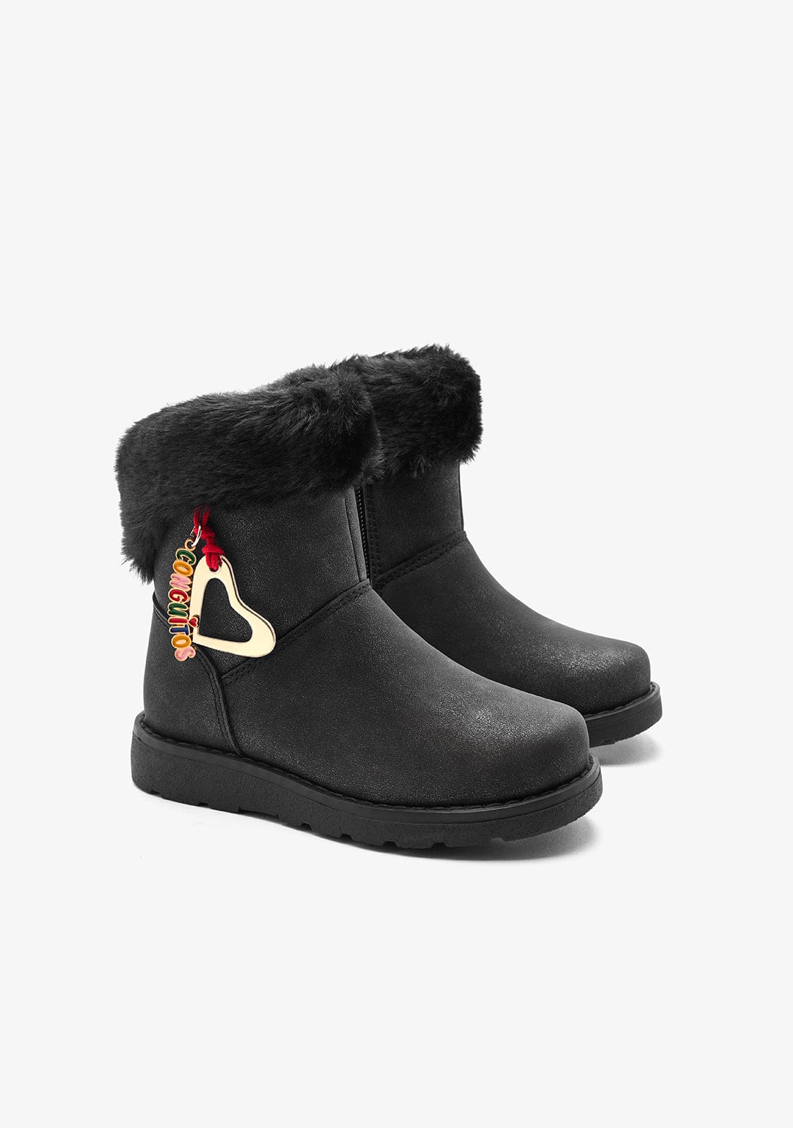 CONGUITOS ZAPATOS / BOTAS Y BOTINES Black Fur Charm Boots