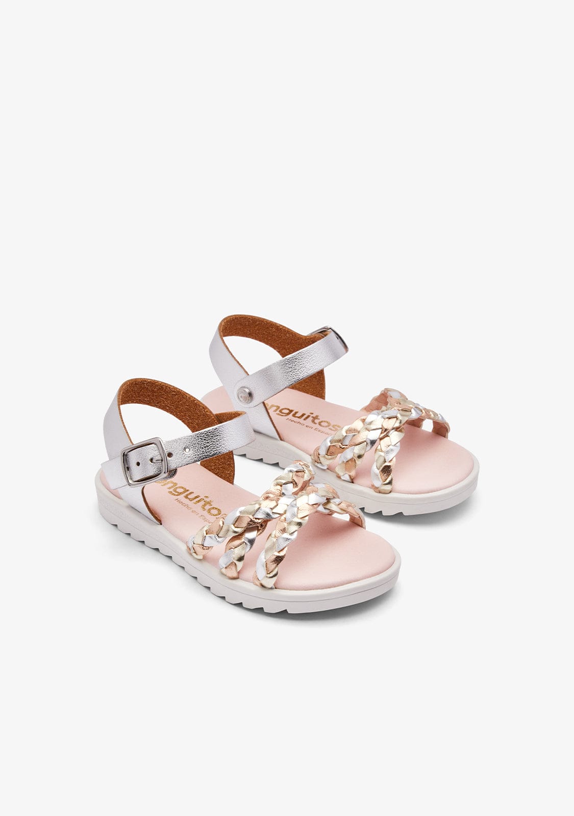 CONGUITOS ZAPATOS / SANDALIAS / HEBILLAS Silver Braid Strip Sandals