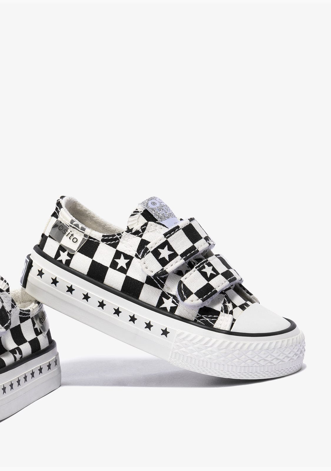 OSITO Shoes Baby's Black Squares Sneakers Canvas