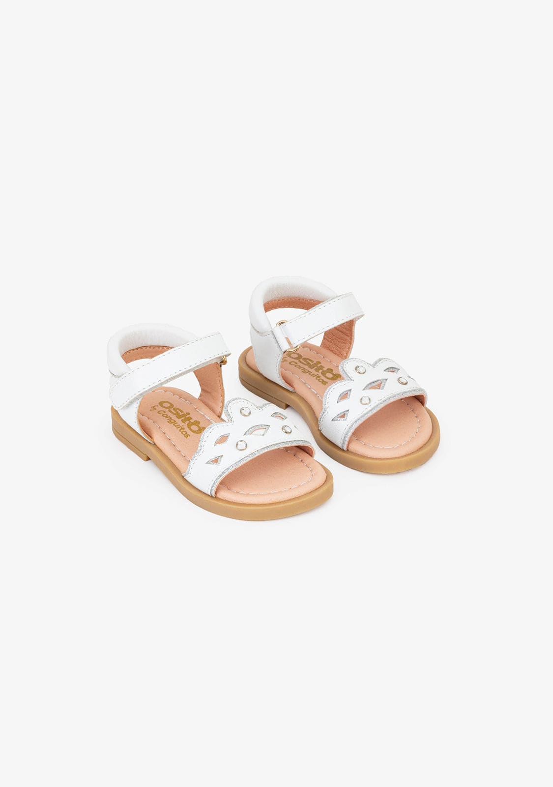 OSITO Shoes Baby's Crown White Leather Sandals