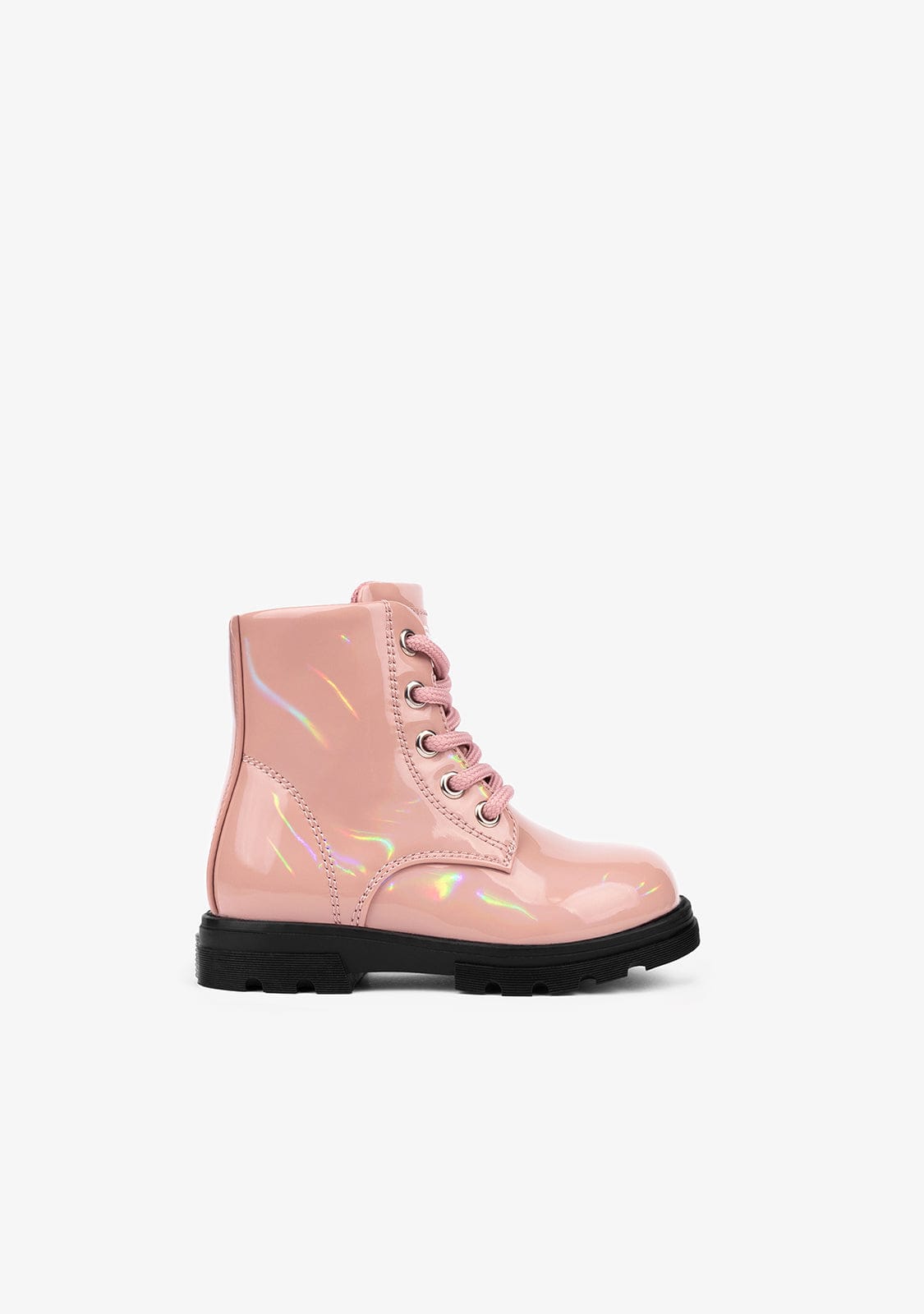 OSITO Shoes Baby's Pink Iridescent Combat Boots