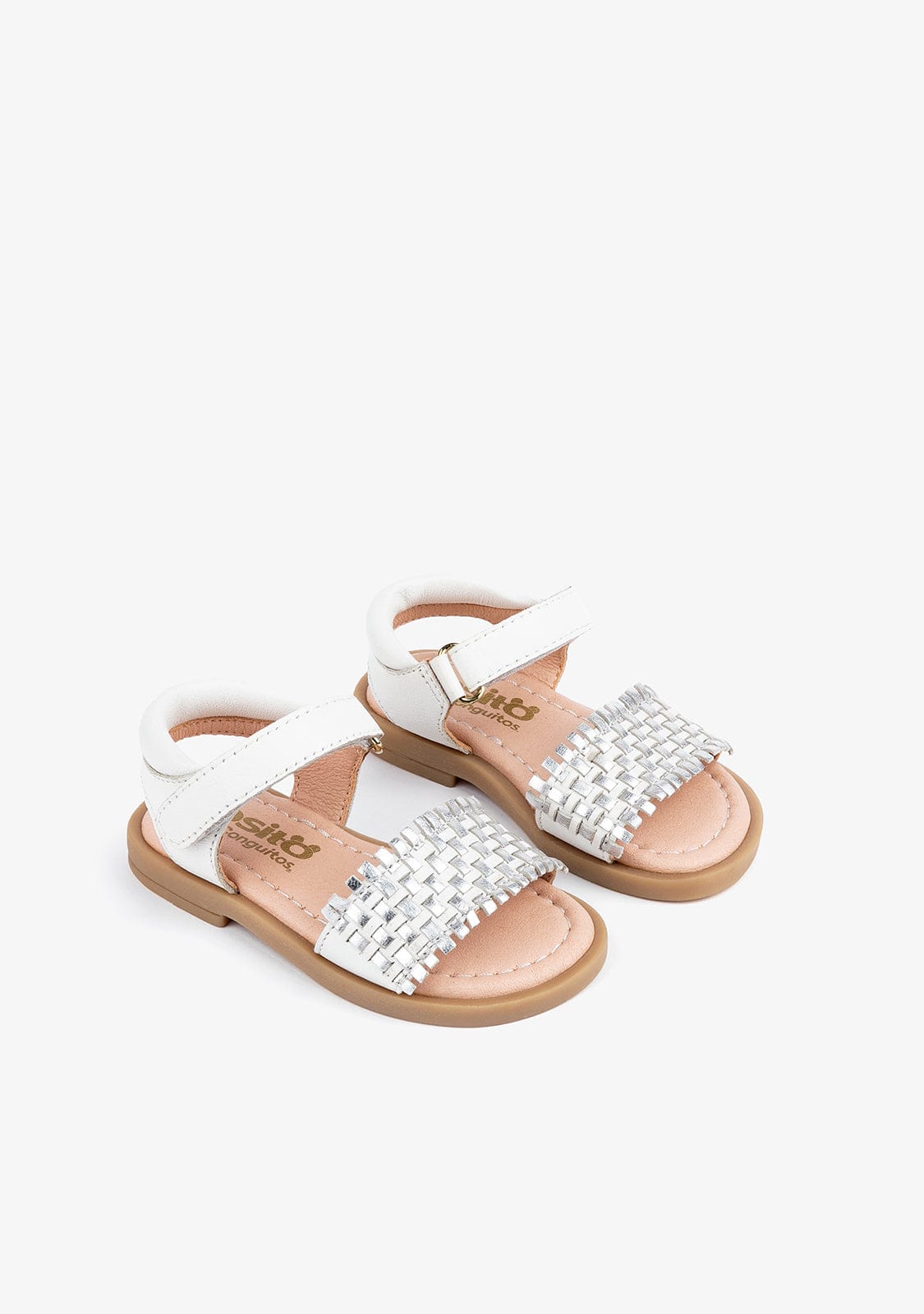 OSITO Shoes Baby's White Braided Leather Sandals
