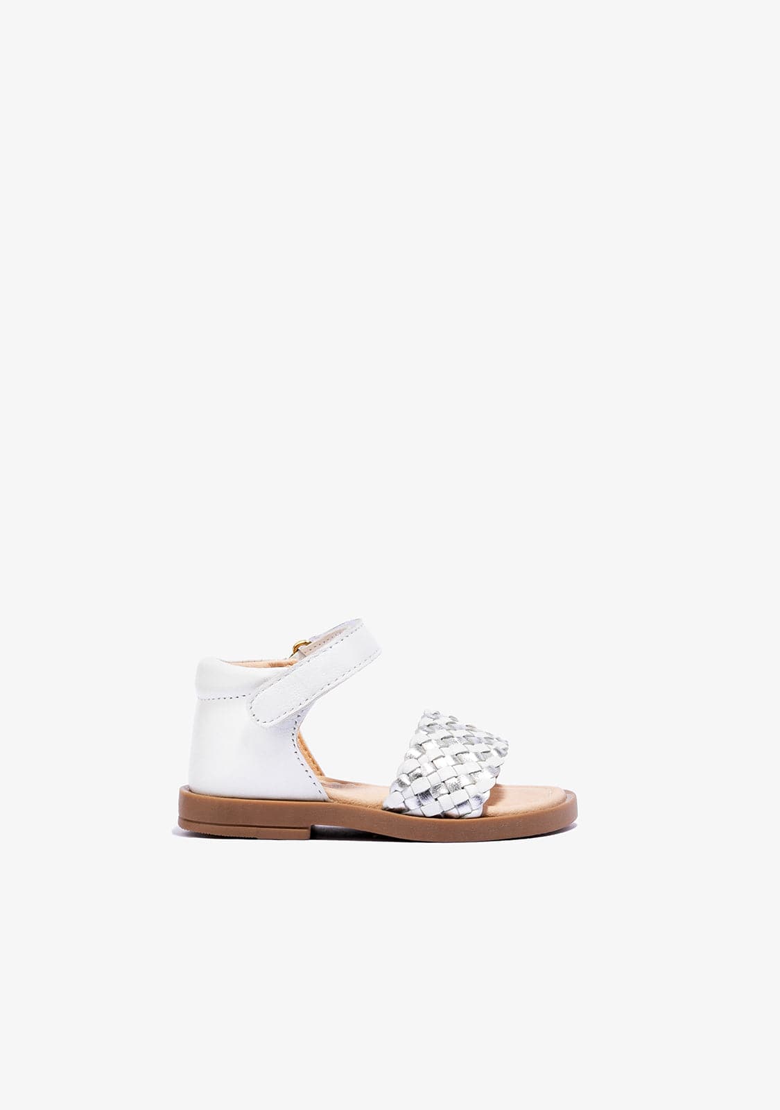 OSITO Shoes Baby's White Silver Sandals Napa