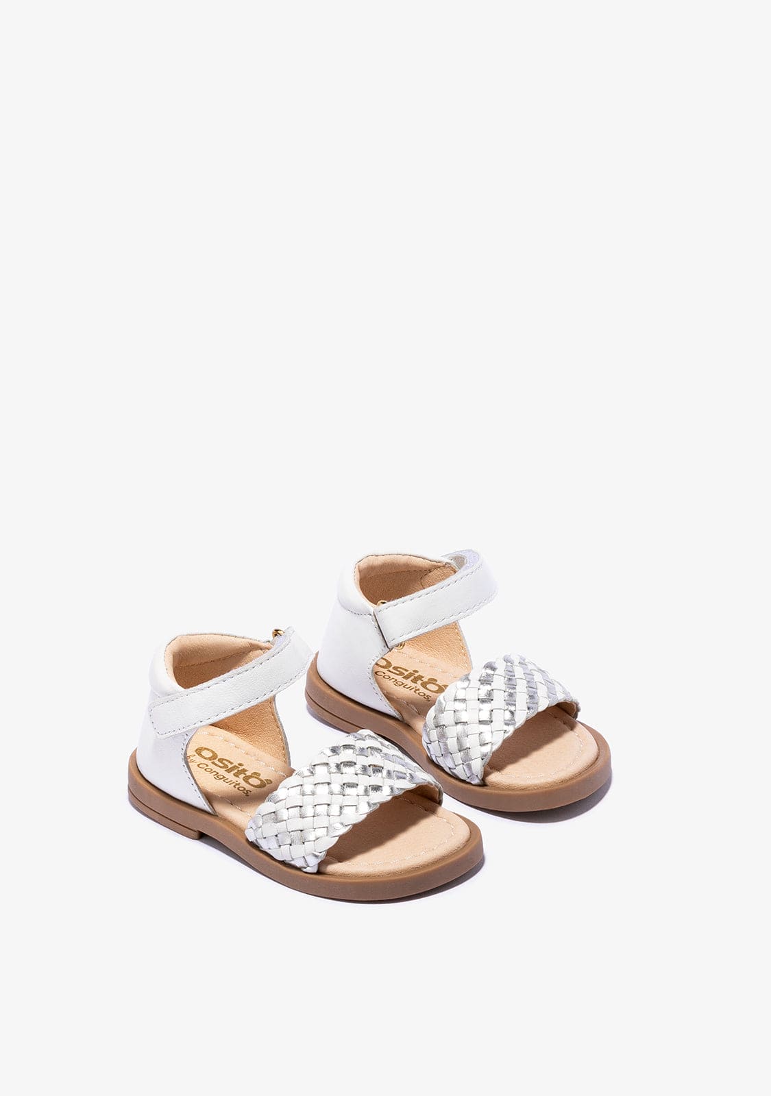 OSITO Shoes Baby's White Silver Sandals Napa