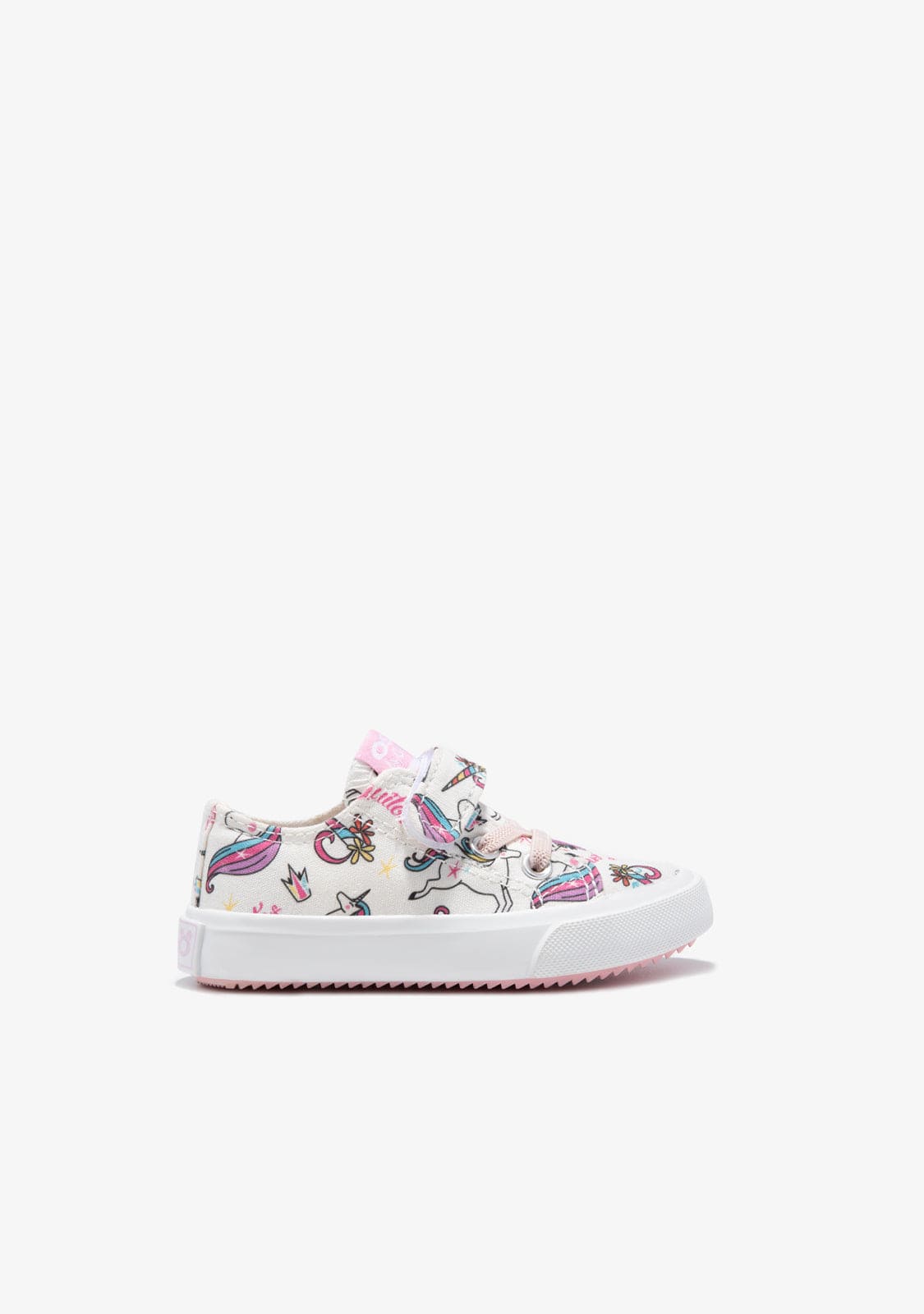 OSITO Shoes White Canvas Unicorn Adhesive Strip Sneakers