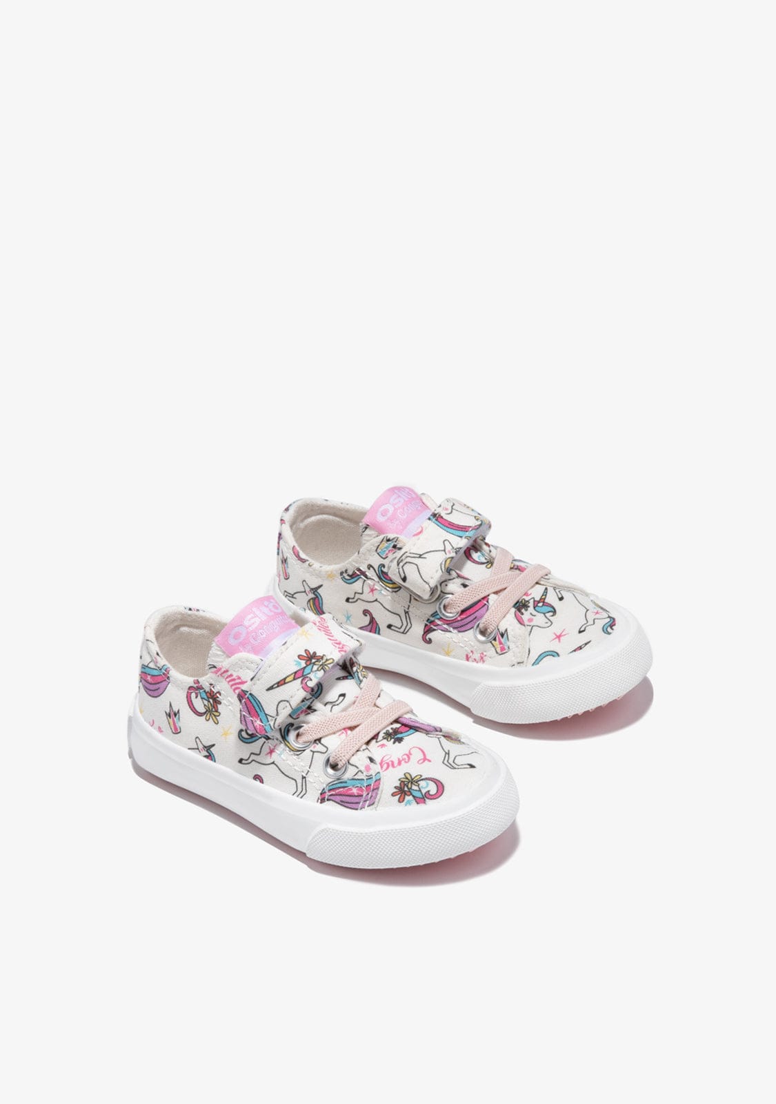 OSITO Shoes White Canvas Unicorn Adhesive Strip Sneakers