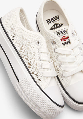 Sneakers Basse in Crochet Bianco