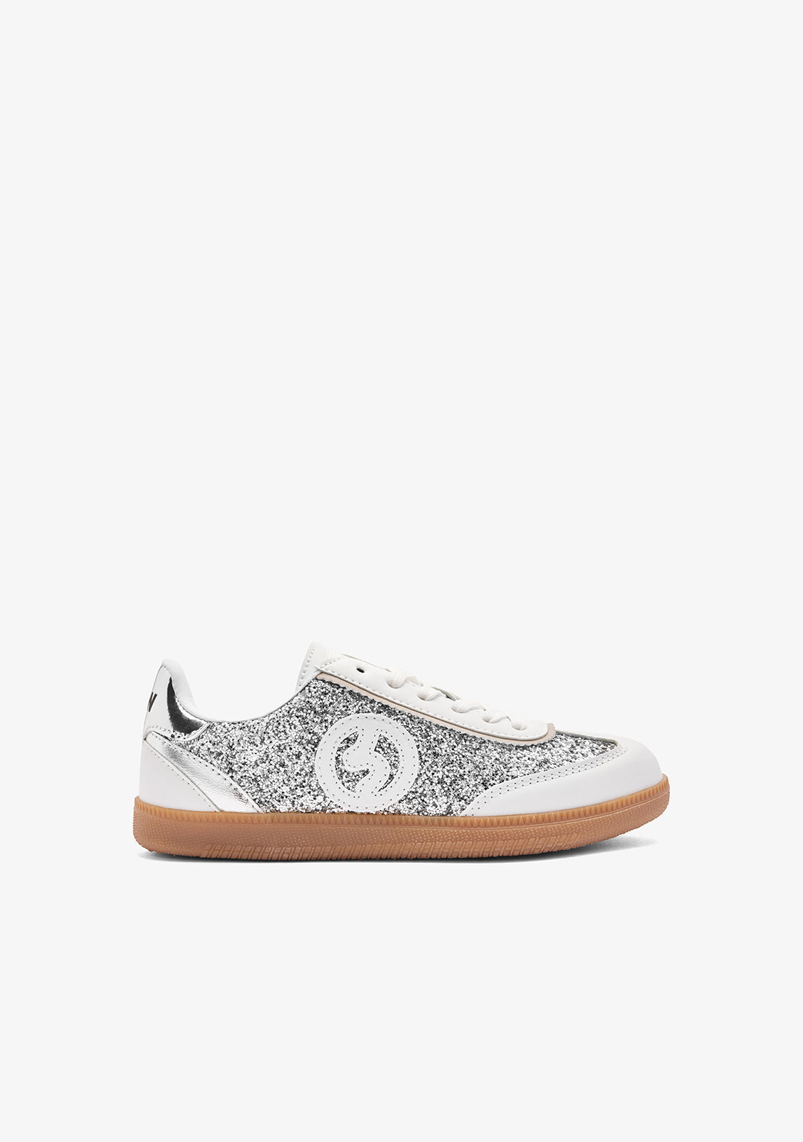 Zapatillas Cordones Glitter Plata