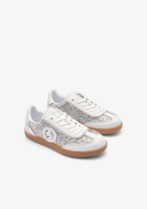 Zapatillas Cordones Glitter Plata