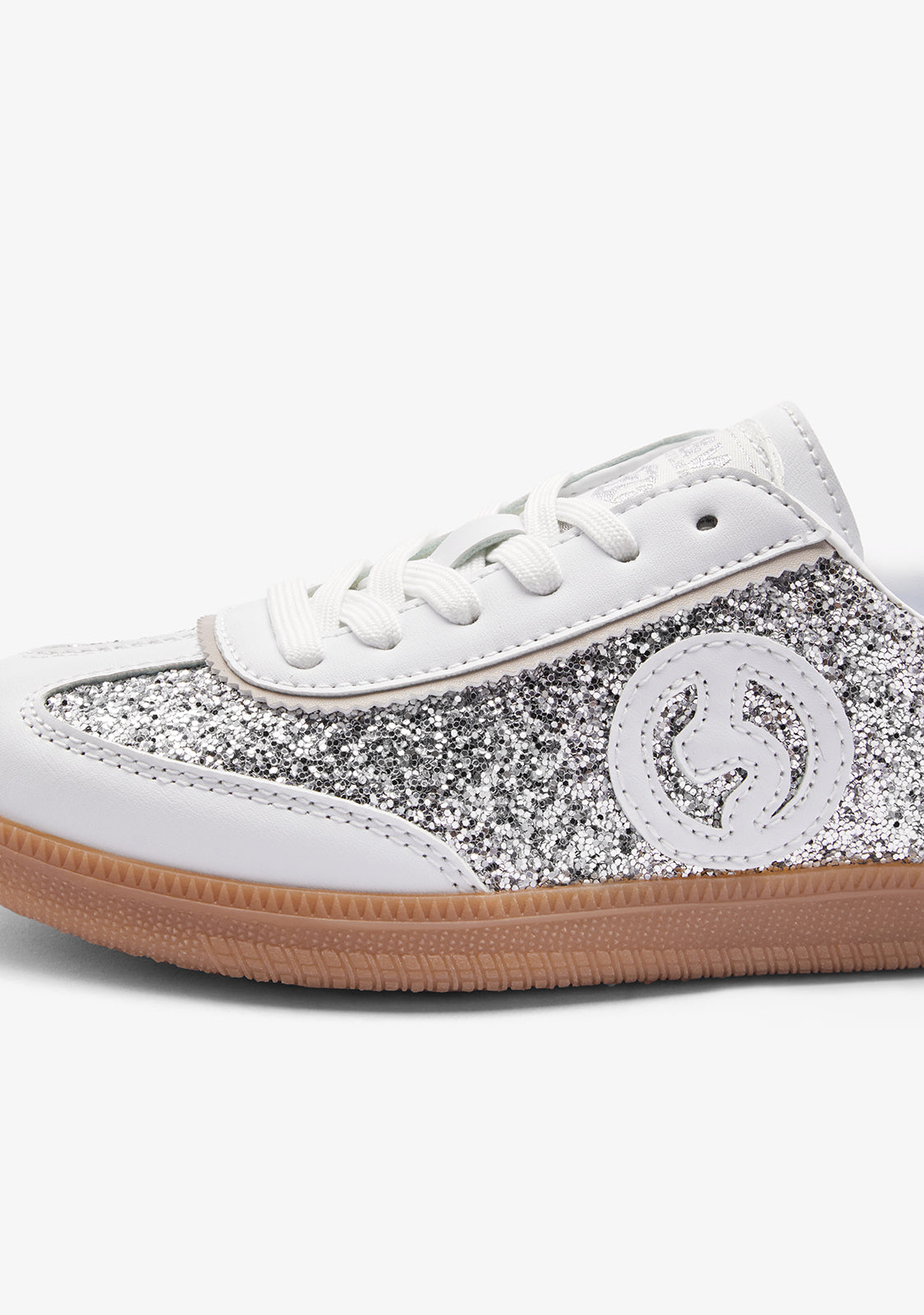 Zapatillas Cordones Glitter Plata