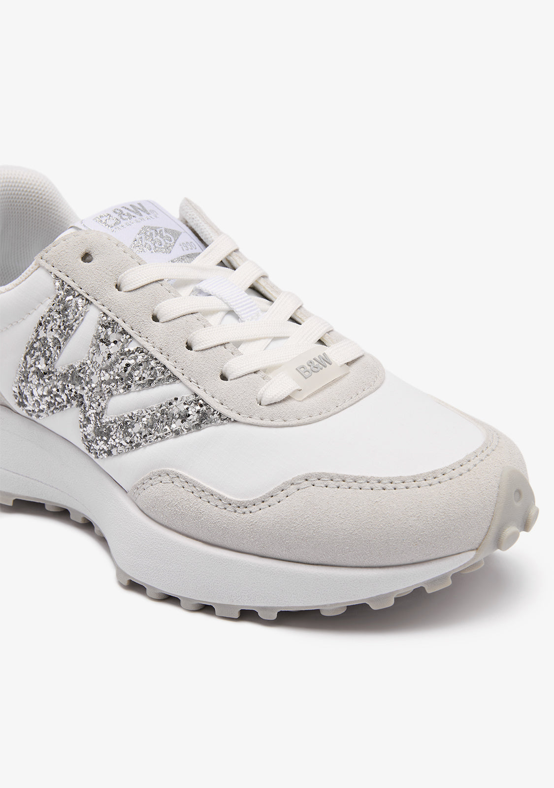 White Glitter Logo Sneakers